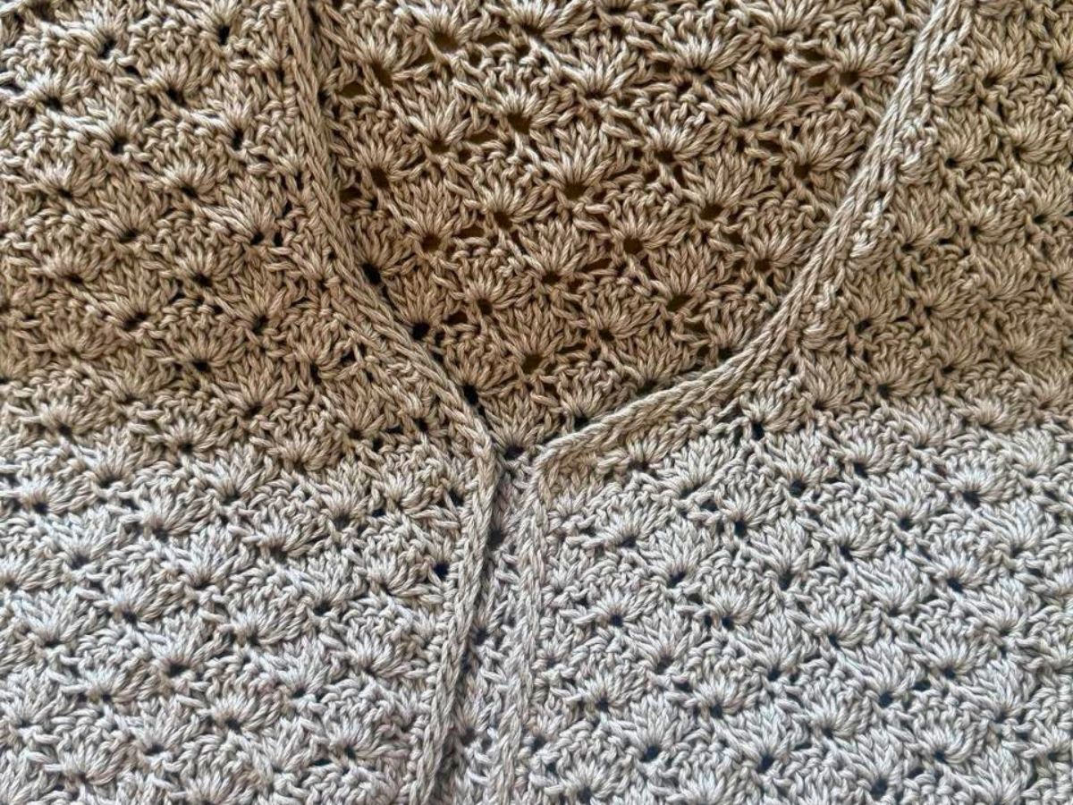 Detalle del punto abanico del Chaleco Paloma — Santa Calma Studio